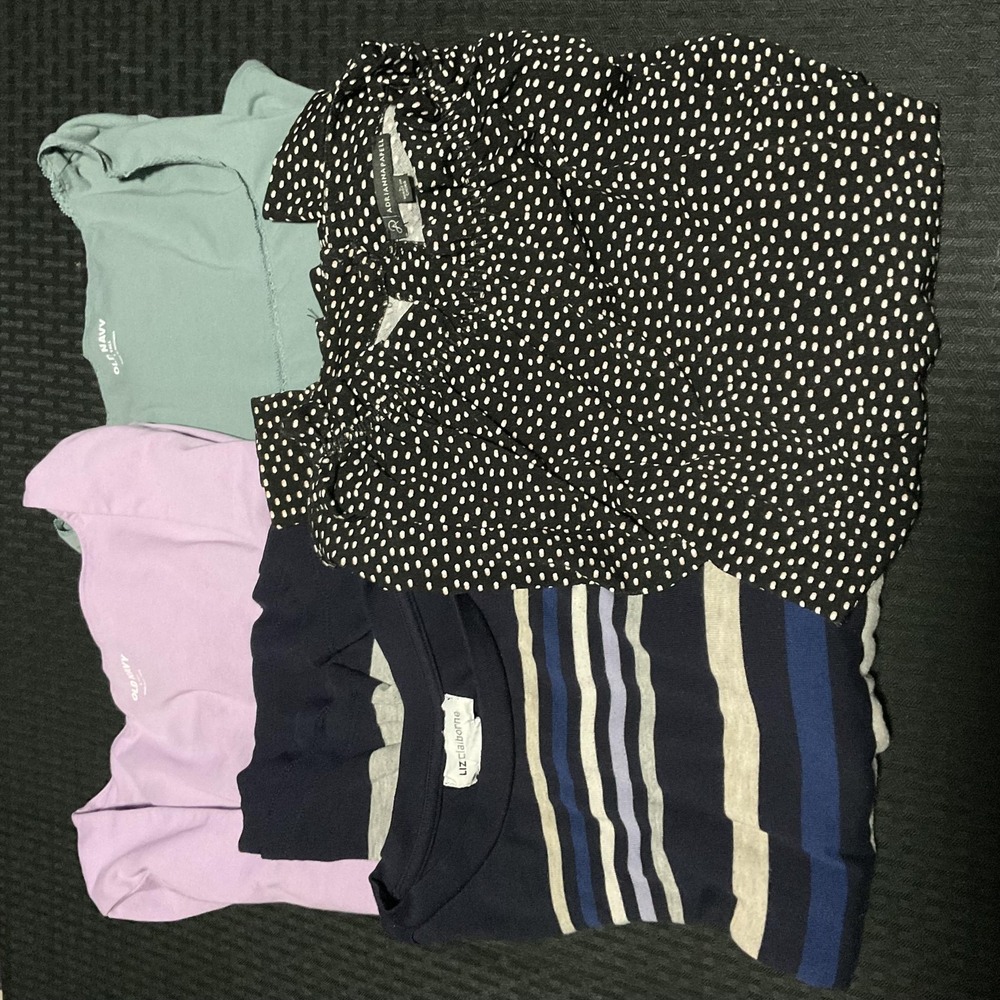 Mixed Brand Womens Size Large Lot Of 4 Solid & Stripped Long Sleeve Shirts